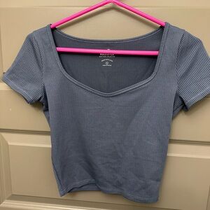 Hollister Gray Ribbed Short Sleeve Top